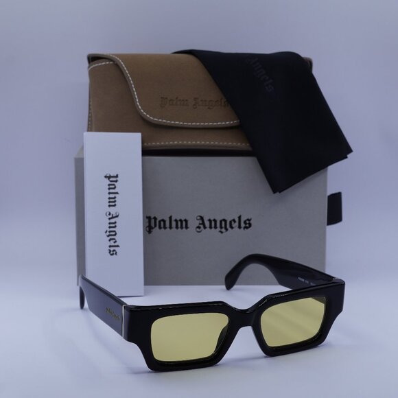 Palm Angels PERI086 HYDE 1018 Rectangle Sunglasses - Black/Yellow - Picture 1 of 11